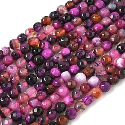 Фиолетовый Природный агат бисер нитей, граненые, круглые, окрашенная и подогревом, фиолетовые, 4 мм, отверстие : 0.8 мм, около 88~94 шт / нитка, 14.5 дюйм