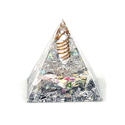 Howlite Orgonite Pyramid Resin Energy Generators, Reiki Wire Wrapped Natural Howlite Hexagonal Prism Inside for Home Office Desk Decoration, 60x60x60mm