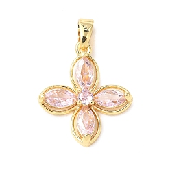 Настоящее золото 18K Латунные микро проложить кубического циркония подвески, , реальный 18 k позолоченный, 18.5x16x3.5 мм, отверстие : 2.5x5 мм