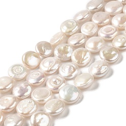 PapayaWhip Natural Keshi Pearl Beads Strands, Baroque Pearls, Cultured Freshwater Pearl, Flat Round, Grade 2A, PapayaWhip, 9.5~11.5x10~11x4~5mm, Hole: 0.6mm, about 34~35pcs/strand, 15.24~15.47 inch(38.7~39.3cm)