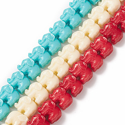 Mixed Color Synthetic Coral Beads Strands, Dyed, Elephant, Mixed Color, 11.5x9x7mm, Hole: 1mm, about 25pcs/strand, 9 inch