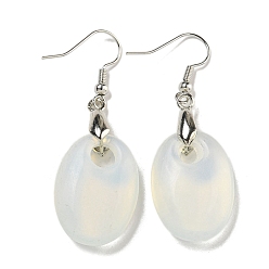 Опал Серьги-подвески из латуни с овальным покрытием, С синтетическим опалитом, без кадмия и без свинца, 51x18 мм