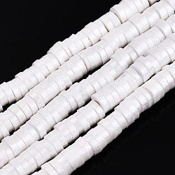 (404) Непрозрачное AB Кислое яблоко Бусины из полимерной глины , для поделок ювелирных изделий, Диск / плоские круглые, цветочный белый, 4x1 мм, отверстие : 1 мм