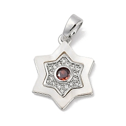 (123L) Белый крем непрозрачный блеск Латунные микро проложить кубического циркония подвески, с оболочкой, шестигранные прелести, огнеупорный кирпич, 17x13x3 мм, отверстие : 4x2 мм