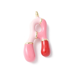 Letter A Латунь эмаль подвески, долговечный, без кадмия и без свинца, реальный 18 k позолоченный, буквенное очарование, буква a, 21~25x6~25x4~7 мм, отверстие : 1.6~2 мм