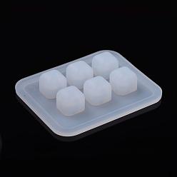 White Silicone Bead Molds, Resin Casting Molds, For UV Resin, Epoxy Resin Jewelry Making, Rhombus, White, 7.2x5.9x1.4cm, Hole: 2.5mm, Inner Size: 6mm