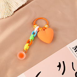 orange Colorful Detachable Resin Heart Keychain Bag Charm Pendant Accessory Gift