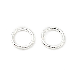 Серебро Перейти латунные, открытые кольца прыжок, долговечный, без кадмия и без свинца, круглые кольца, серебряные, 6x0.8 мм, 20 датчик, внутренний диаметр: 4.4 мм