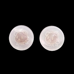 Морская Ракушка 1-отверстия, стержень из полимерного сплава, плоские круглые с медведем рисунком, золотые, цвет морской раковины, 11~11.5x6.5~7 мм, отверстие : 3x2 мм