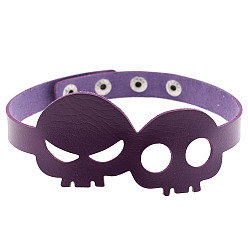 purple Bold Skull Necklace for Halloween Costume - Statement Choker Collar Chain Jewelry