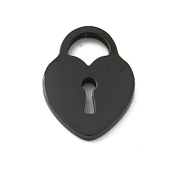 Черный Ионное покрытие (ip) 304 подвески из нержавеющей стали, лазерная резка, сердце замок, чёрные, 11.7x8.7x1.7 мм, отверстие : 2.5x3.5 мм