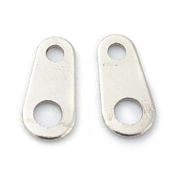 Stainless Steel Color 304 Stainless Steel Chain Tabs, Chain Extender Connectors, Teardrop, Stainless Steel Color, 6.5x3x0.5mm, Hole: 0.9mm and 1.5mm