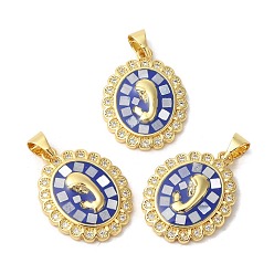 Mauve Oval with Virgin Face Brass Micro Pave Cubic Zirconia Pendants, with Enamel & Shell, Long-Lasting Plated, Lead Free & Cadmium Free, Real 18K Gold Plated, Mauve, 22x17x3mm, Hole: 5.5x4mm