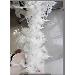 White Turkey Feathers Fluff Boa for Dancing, Wedding, Crafting Party Dress Up, Halloween Costume Decoration, Dyed, White, 183~210x15.5~21cm