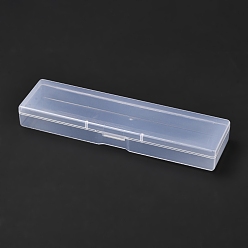 Clear Rectangle Polypropylene(PP) Plastic Boxes, Bead Storage Containers, with Hinged Lid, Clear, 4.5x16.5x2cm, Inner Diameter: 4.1x14.6cm