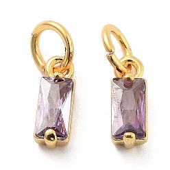 Фиолетовый Латунные микро проложить кубического циркония прелести, долговечный, с целью перехода в кольце, реальный 18 k позолоченный, фиолетовые, 10x3x3 мм