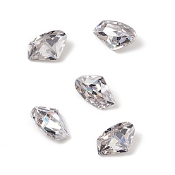 Clear Cubic Zirconia Cabochons, Pointed Back & Back Plated, Triangle, Clear, 6.4x10x3.5mm