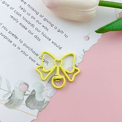 Yellow Bowknot Baking Painted Alloy Swivel Keychain Clasps, Keychain Clasp Findings, Yellow, 39x33mm