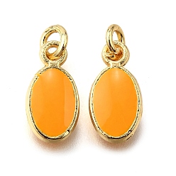 Золотистый Латунь эмаль прелести, с целью перехода в кольце, овальный шарм, стойки покрытие, без кадмия и без свинца, долговечный, золотые, золотые, 12x6x2 мм, отверстие : 2.6 мм