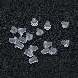 Clear Eco-Friendly Plastic Ear Nuts, Earring Backs, Clear, 4x4mm, Hole: 0.5mm, about 9500pcs/bag