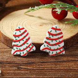 Белый Роскошные акриловые серьги-гвоздики в виде рождественской елки, белые, 25x20 мм