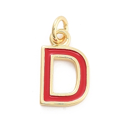Letter D Стойки обшивки латунные подвески, с эмалью и кольцом для прыжков, без кадмия и без свинца, долговечный, реальный 18 k позолоченный, буквы, Буква D, 11.5x7x1 мм, отверстие : 2.5 мм