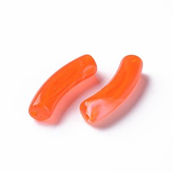 Оранжево-Красный Двухцветные акриловые бусины, бусы из искусственного камня, изогнутая трубка, оранжево-красный, 19.5~20x5 мм, отверстие : 1.5 мм, Около 1200 шт / 500 г