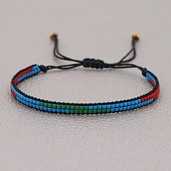 Blue Miyuki Seed Braided Bead Bracelet, Adjustable Friendship Bracelet for Women, Blue, 11 inch(28cm)