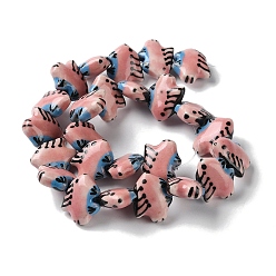 Light Coral Handmade Porcelain Beads, Fish, Light Coral, 15.5x18.5x6.5mm, Hole: 1.5mm
