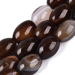 Coconut Brown Natural Agate Beads Strands, Oval, Dyed & Heated, Coconut Brown, 16.5~18.5x12.5~13.5mm, Hole: 0.5~0.7mm, about 22pcs/strand, 15.35~15.55 inch(39~39.5cm)