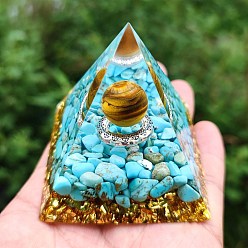 Cyan Resin Pyramid Tower Ornaments, for Home Office Desktop Decoration Good Lucky Gift , Cyan, 60x60x60mm