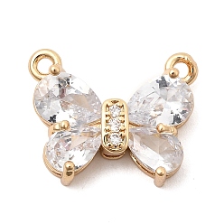 Прозрачный Латунные микро проложить кубического циркония подвески, бабочки прелести, со стеклом, долговечный, золотые, прозрачные, 13x16.5x4.5 мм, отверстие : 1.2 мм