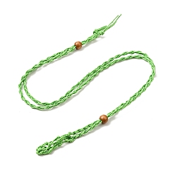 Lime Braided Wax Rope Cord Macrame Pouch Necklace Making, Adjustable Wood Beads Interchangeable Stone Necklace, Lime, 35.43 inch(90cm), 4mm