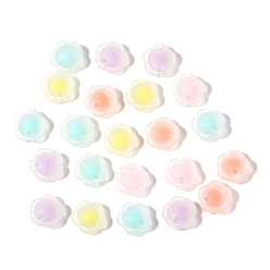 Mixed Color Frosted Acrylic Beads, Bead in Bead, Flower, Mixed Color, 12x8mm, Hole: 2.5mm