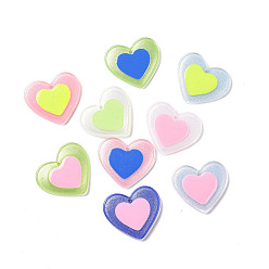 Mixed Color Acrylic Pendants, with Enamel and Glitter Powder, Heart Charm, Mixed Color, 25.5x29x2mm, Hole: 1.5mm