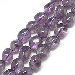 Amethyst Natural Amethyst Beads Strands, Tumbled Stone, Nuggets, 10~20x13~15x13~15mm, Hole: 1.5mm, about 22~26pcs/strand, 15.7 inch