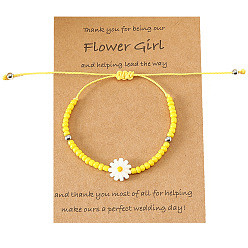 B00304 Yellow Stylish Stainless Steel Beaded Bracelet with Pearl, Shell and Flower for Bridesmaids