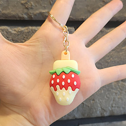 Клубника Силиконовый брелок для женщин, автомобильная подвеска-подвеска на сумку, эскимо, клубника, 50x30 мм