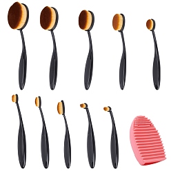 Mixed Color Cosmetic Tool Set, with Silicone Makeup Brush Cleaning Mat and Makeup Brushes Set, Mixed Color, 72x54x26mm