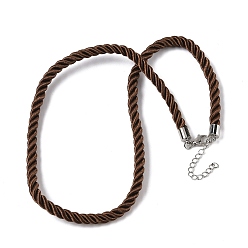 Кокосово-Коричневый 5мм нейлоновый витой шнур для изготовления ожерелий, с латунными выводами и 304 застежками из лобстера из нержавеющей стали, долговечный, стойки покрытие, платина, кокосового коричневый, 17.72~18.90 дюйм (45~48 см)