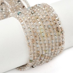 Белый Дым Природный агат бисер нитей, граненые, круглые, окрашенная и подогревом, серый, 3 мм, отверстие : 0.8 мм, около 122 шт / нитка, 14.49'' (36.8 см)