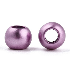 Plum Spray Painted Acrylic European Beads, Matte Style, Large Hole Beads, Rondelle, Plum, 10mm, Hole: 5mm