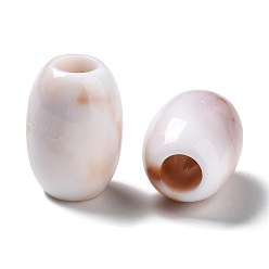White Imitation Gemstone Acrylic Beads, Large Hole Beads, Barrel, White, 13x18mm, Hole: 5.5mm, about: 300pcs/500g
