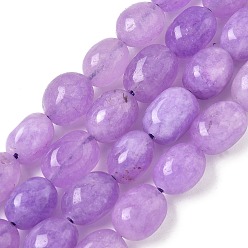 Лиловый Натуральный Malaysia нефритовые бусы пряди, овальные, окрашенные, сирень, 11~13x9~10x8.5~10 мм, отверстие : 1 мм, около 16 шт / нитка, 7.28~7.48 дюйм (18.5~19 см)