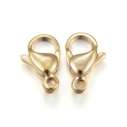 Real 18K Gold Plated Ion Plating(IP) 304 Stainless Steel Lobster Claw Clasps, Parrot Trigger Clasps, Real 18k Gold Plated, 10x6x3mm, Hole: 1.5mm