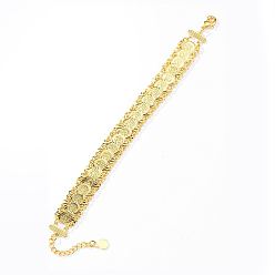 Golden Brass Coin Link Chain Bracelet, Golden, 6-3/4 inch(17cm)