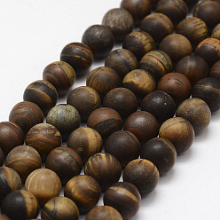 Tiger Eye Frosted Natural Tiger Eye Beads Strands, Round, 10mm, Hole: 1.2mm,  about 38pcs/strand, 14 inch