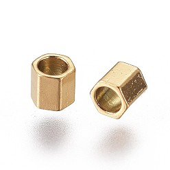Golden Ion Plating(IP) 304 Stainless Steel Spacer Beads, Hexagon, Golden, 2x2x2mm, Hole: 1.4mm