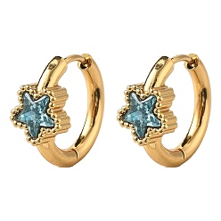 Кадет Синий 304 серьги-кольца со звездами из нержавеющей стали, ионное покрытие (ip), золотые, кадетский синий, 16.5x18x8.5 мм