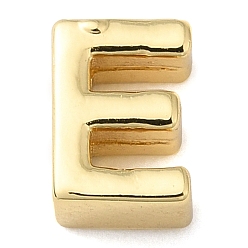 Letter E Rack Plating Brass Slide Charms, Cadmium Free & Lead Free, Real 18K Gold Plated, Letter, Letter E, 8x5.5x3.5mm, Hole: 1.5mm